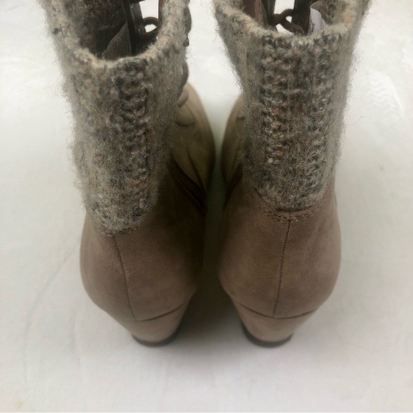 So Wedge Booties Tan Lace Up Zip Up Tweed Sz. 8 - Picture 11 of 11